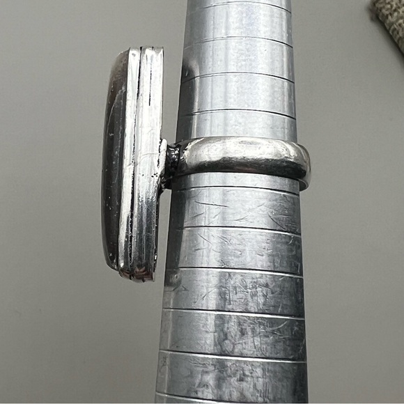 New Zebra Calcite Stone Silver Overlay Ring Size 6.5 - Picture 3 of 8